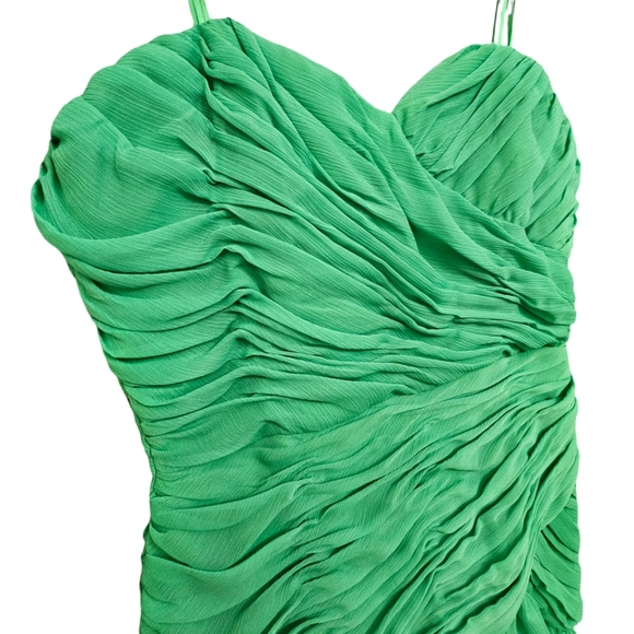 Nwot Max & Cleo Strapless Ruched Island Green Asymmetrical Short Cocktail Dress - Picture 7 of 16